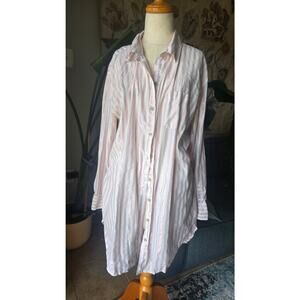 Victoria`s Secret Metallic Pink Stripped Long Sleeve Buttoned Shirt size M